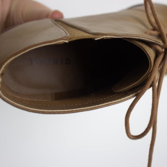 Torrid Tan Lace Up Wedge Ankle Boots - Picture 5 of 6